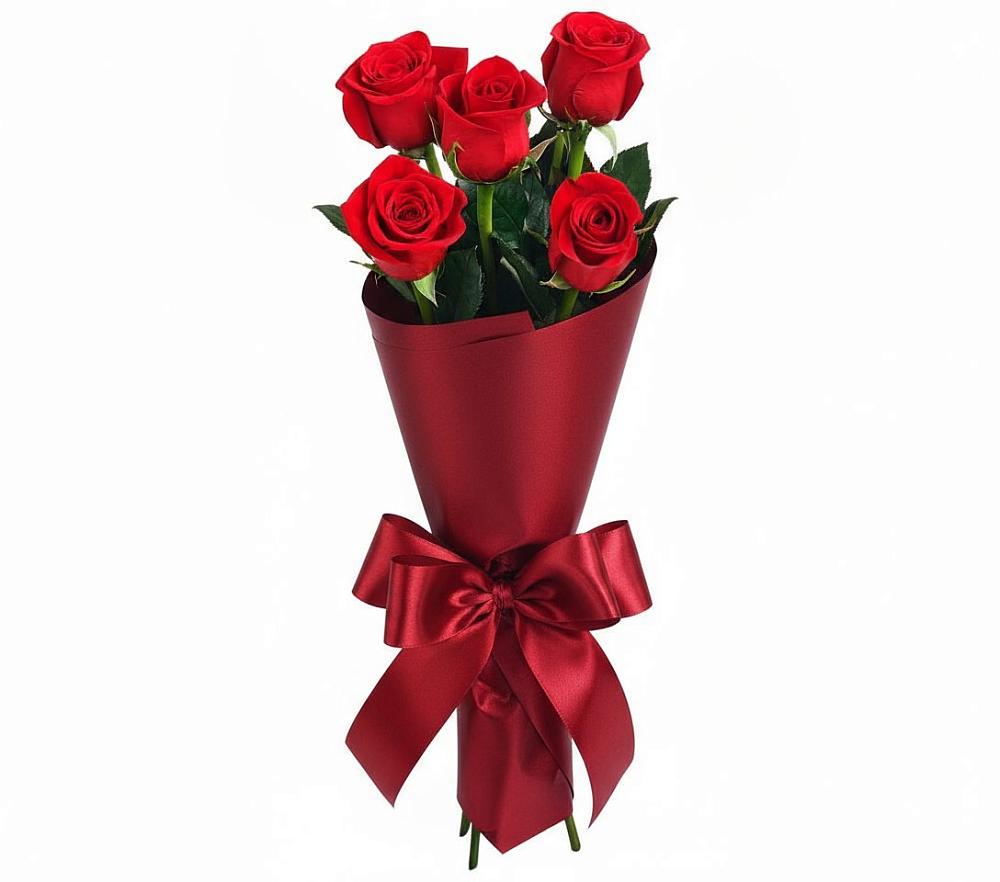 Букет 5 Красных роз Эдлесс Лав в Большие Парфенки
