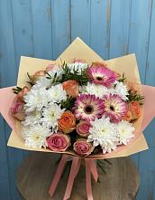 Букет цветов из:  Розы, Герберы и Хризантемы #REPLACE_PRED# Большие Парфенки