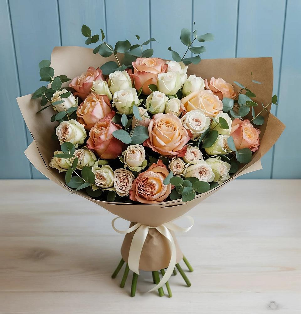 Букет цветов из: Альстромерии и Розы в Большие Парфенки