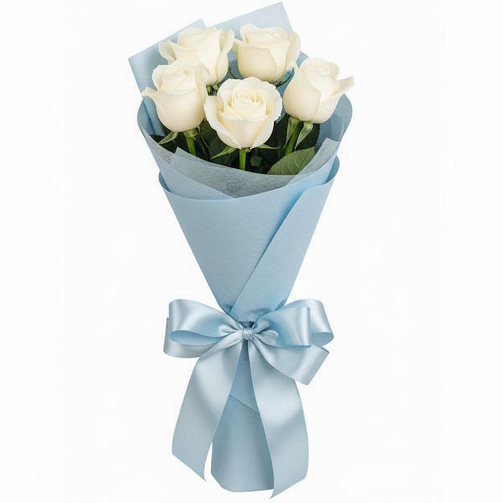 Букет 5 Белых роз Проуд в Большие Парфенки