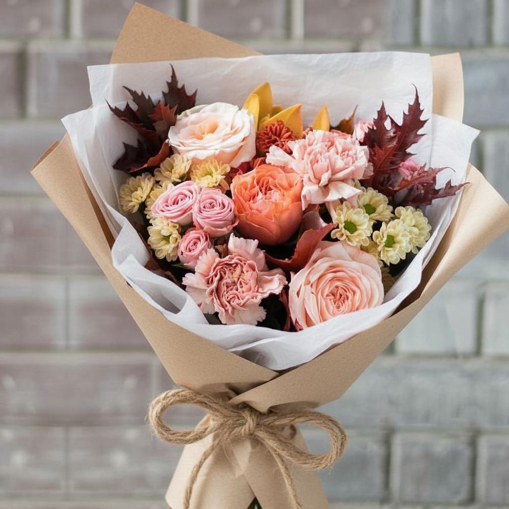 Букет цветов из: Гвоздики, Хризантемы и Розы в Большие Парфенки