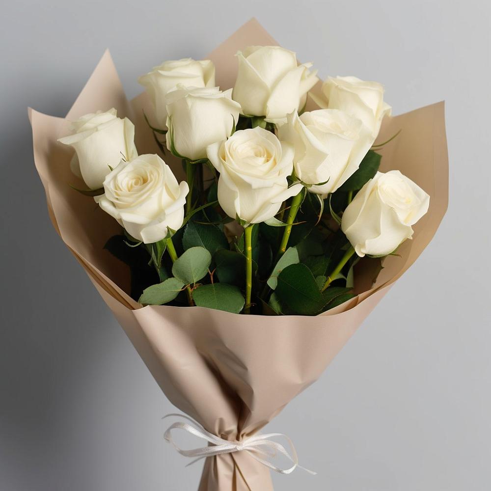 Букет 9 Белых роз Эдлесс Лав в Большие Парфенки