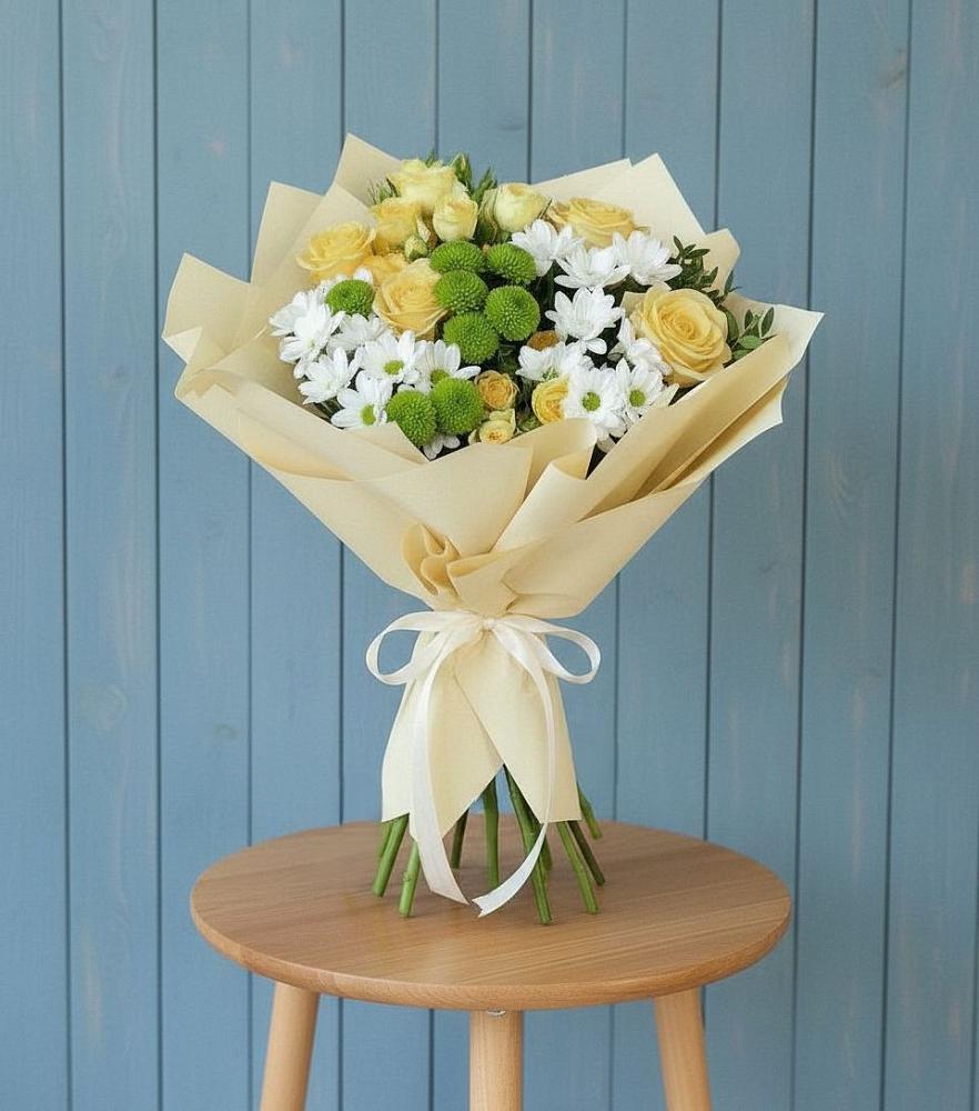 Букет цветов из: Хризантемы и Розы в Большие Парфенки