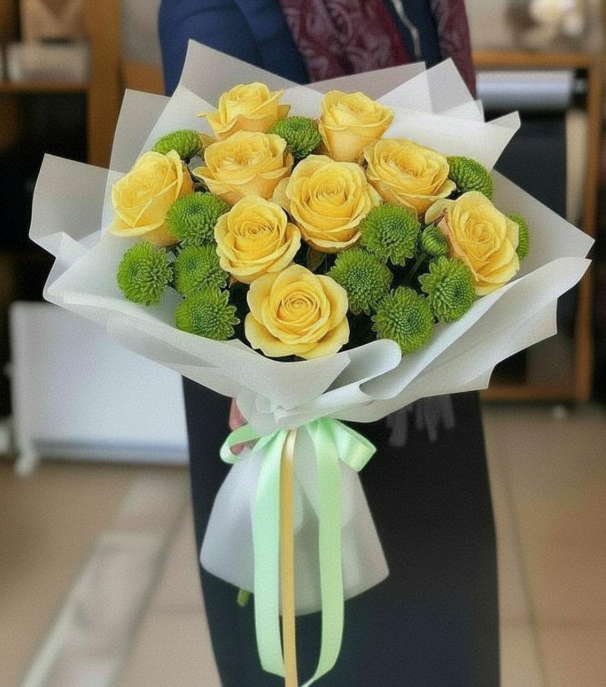 Букет цветов из: Хризантемы и Розы в Большие Парфенки