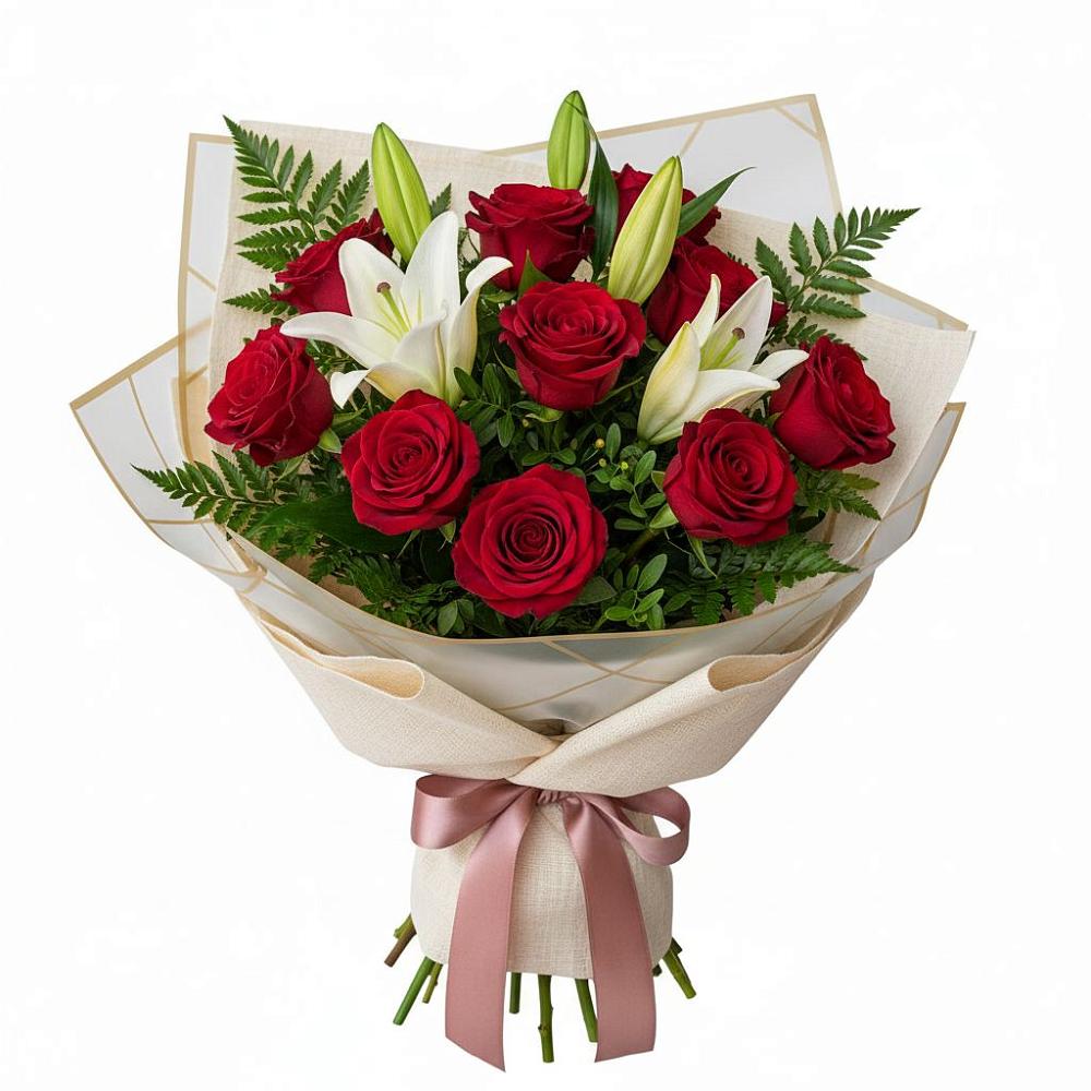 Букет цветов из: Лилии и Розы в Большие Парфенки