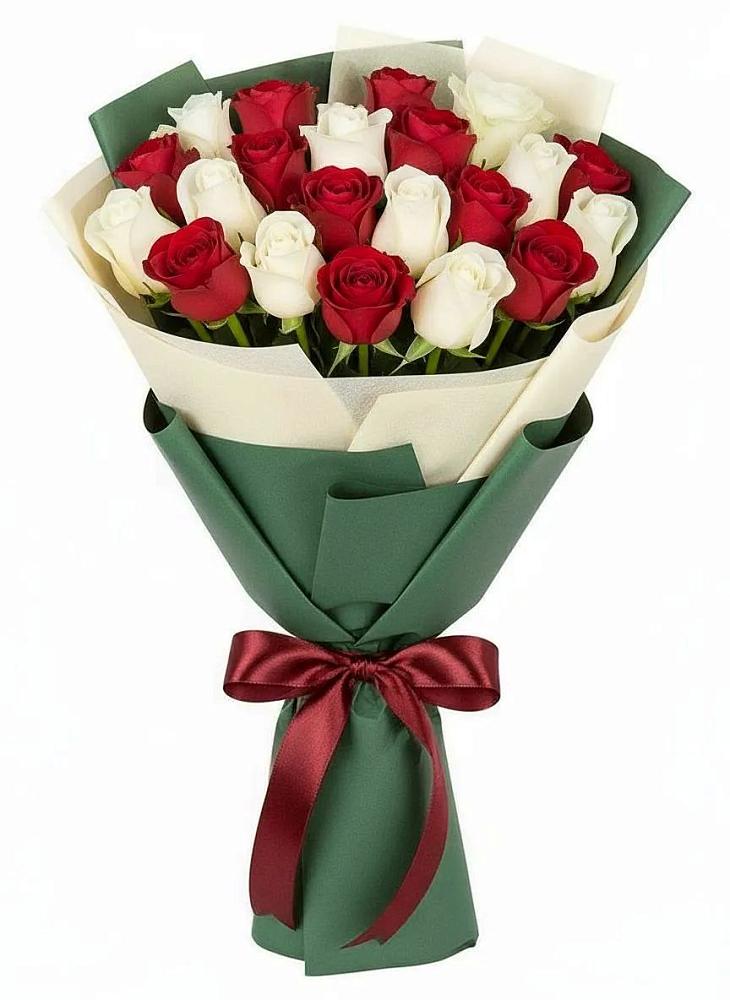 Букет Микс из красных и белых роз в Большие Парфенки