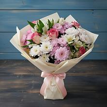 Букет цветов из:  Хризантемы, Альстромерии и Розы в Большие Парфенки