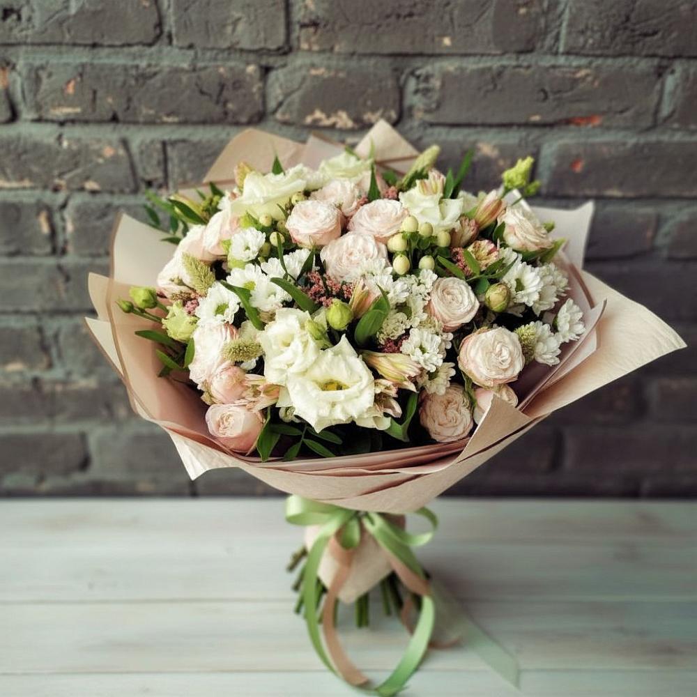 Букет цветов из: Альстромерии, Розы и Хризантемы в Большие Парфенки