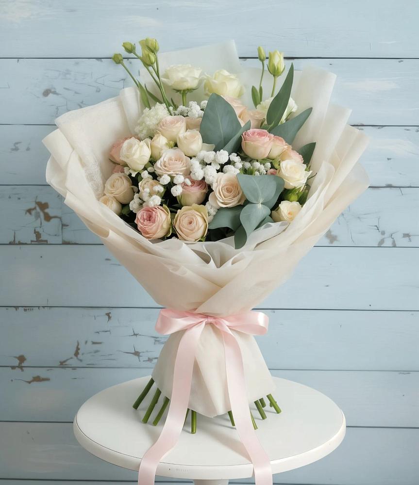 Букет цветов из: Розы и Лизиантусы в Большие Парфенки