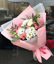 Букет цветов из:  Розы, Лизиантусы и Хризантемы в Большие Парфенки