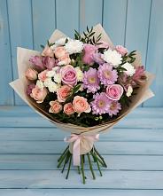 Букет цветов из:  Хризантемы, Розы и Альстромерии в Большие Парфенки
