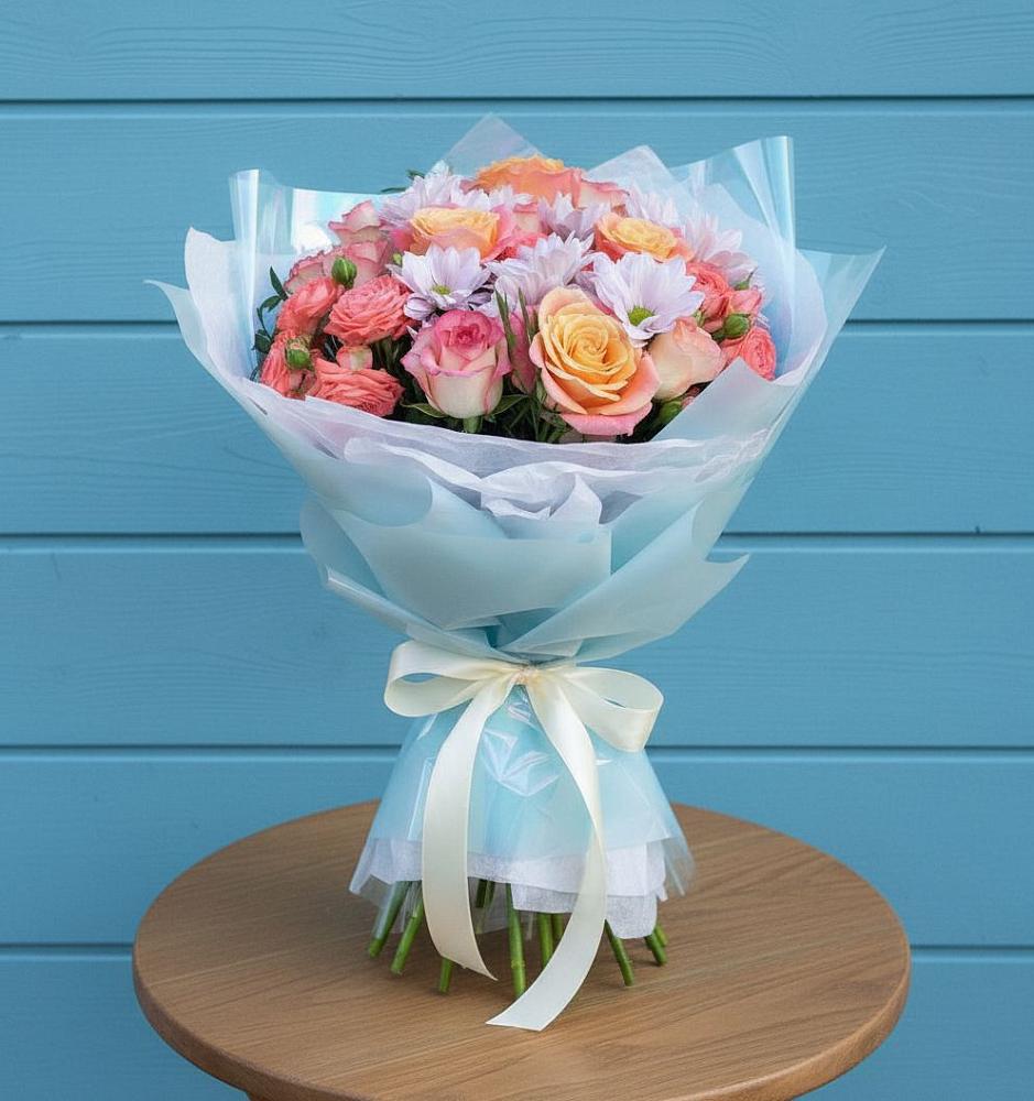 Букет цветов из: Хризантемы и Розы в Большие Парфенки