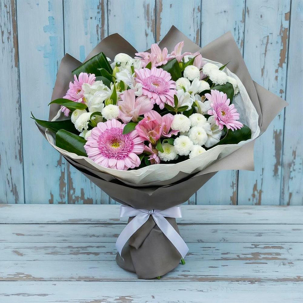 Букет цветов из: Герберы, Альстромерии и Хризантемы в Большие Парфенки