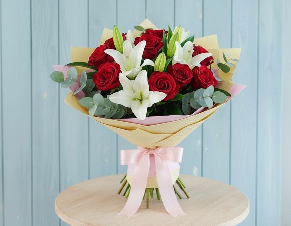 Букет цветов из: Лилии и Розы в Большие Парфенки